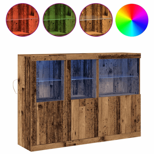 Aparador - Bufete - Móvei de apoio LED Madeira antiga 142,5 x 37 x 100 cm pt4147