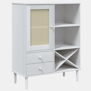 Armários altos - Bufete - Móvel de apoio aspeto vime 90x40x112 cm pinho maciço branco pt1622