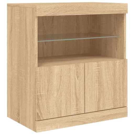 Aparador - Bufete - Móvei de apoio com luzes LED 60x37x67 cm carvalho sonoma pt2085