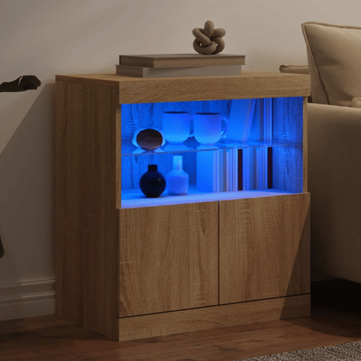 Aparador - Bufete - Móvei de apoio com luzes LED 60x37x67 cm carvalho sonoma pt2085