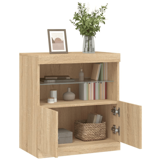 Aparador - Bufete - Móvei de apoio com luzes LED 60x37x67 cm carvalho sonoma pt2085