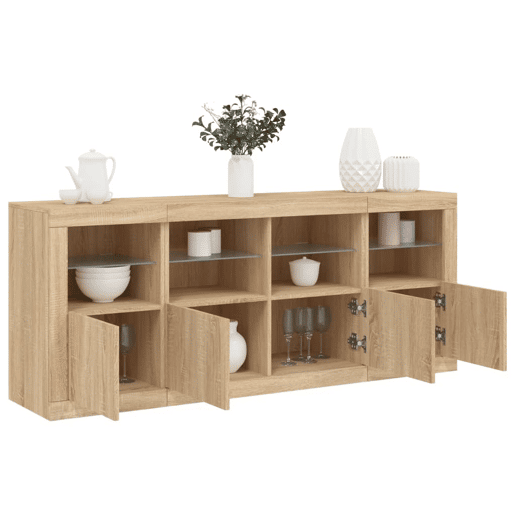 Aparador - Bufete - Móvei de apoio com luzes LED 163x37x67 cm carvalho sonoma pt2067