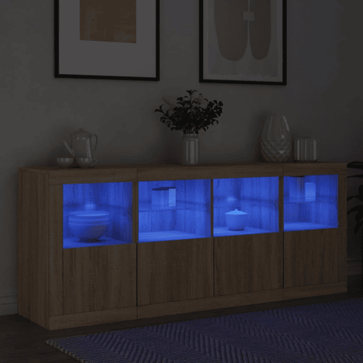 Aparador - Bufete - Móvei de apoio com luzes LED 163x37x67 cm carvalho sonoma pt2067