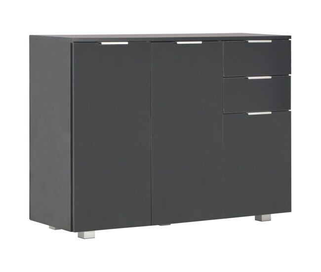 Aparador - mueble de almacenamiento negro brillante 107x35x80,5 cm es4812
