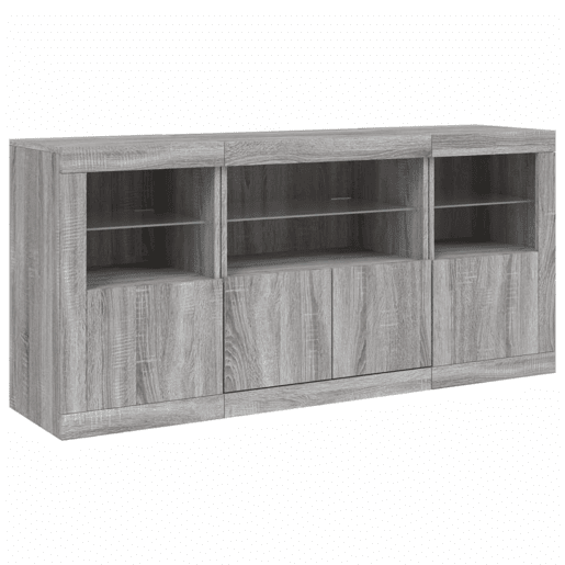 Aparador - Bufete - Móvei de apoio com luzes LED 142,5x37x67 cm cinzento sonoma pt1972