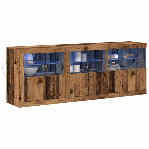 Aparador - Bufete - Móvei de apoio LED Madeira Antiga 181 x 37 x 67 cm Madeira processada pt4145
