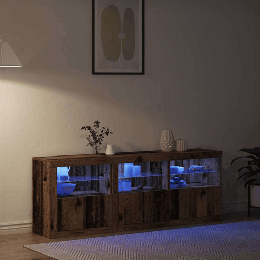 Aparador - Bufete - Móvei de apoio LED Madeira Antiga 181 x 37 x 67 cm Madeira processada pt4145