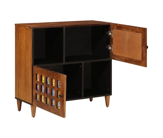 Aparador - mueble de almacenamiento nogal 80 x 33 x 75 cm madera de mango maciza es4826