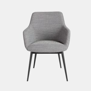 Cadeira tecido cinzento com braços e pernas pretas 65x68x85 cm