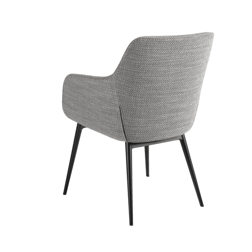 Cadeira tecido cinzento com braços e pernas pretas 65x68x85 cm