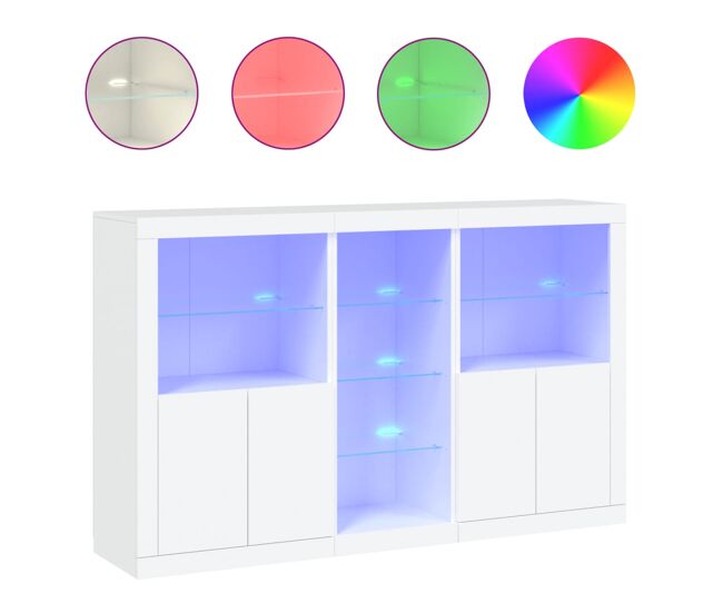 Aparador - mueble de almacenamiento con luces led blanco 162x37x100 cm es1915