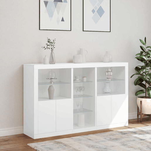 Aparador - Bufete - Móvei de apoio com luzes LED 162x37x100 cm branco pt1915