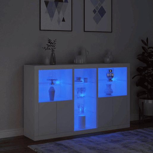 Aparador - Bufete - Móvei de apoio com luzes LED 162x37x100 cm branco pt1915