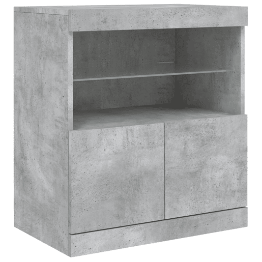 Aparador - Bufete - Móvei de apoio com luzes LED 60x37x67 cm cinzento cimento pt1966