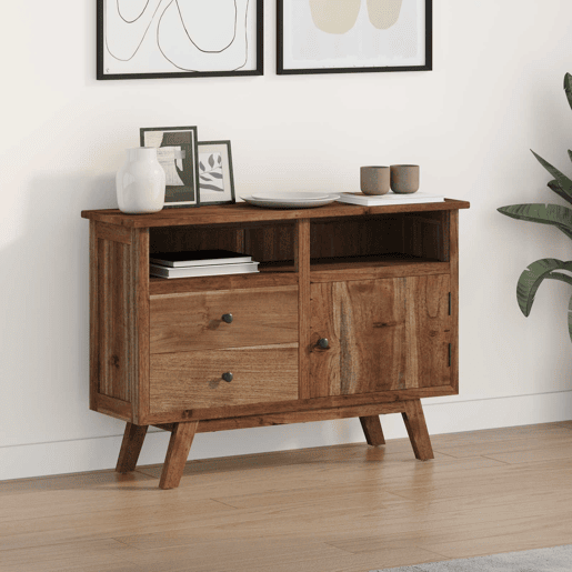 Bufete - Móvei de apoio Natural 100 x 30 x 68 cm Madeira de Teca Sólida pt4783