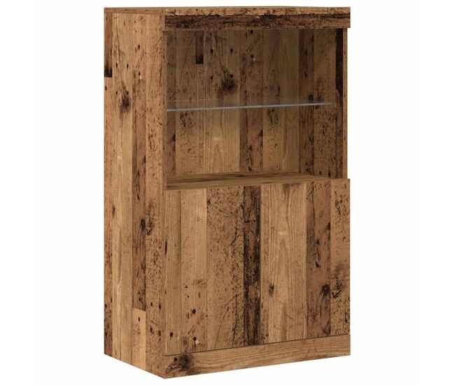Aparador - mueble de almacenamiento led marrón 60 x 37 x 100 cm madera de ingeniería es4171
