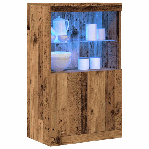 Aparador - Bufete - Móvei de apoio LED Castanho 60 x 37 x 100 cm Madeira processada pt4171