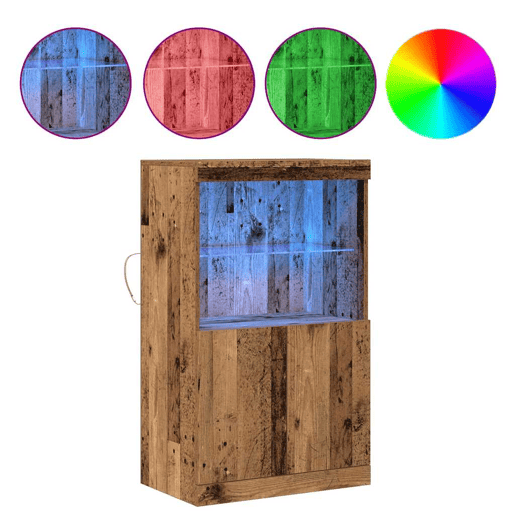 Aparador - Bufete - Móvei de apoio LED Castanho 60 x 37 x 100 cm Madeira processada pt4171