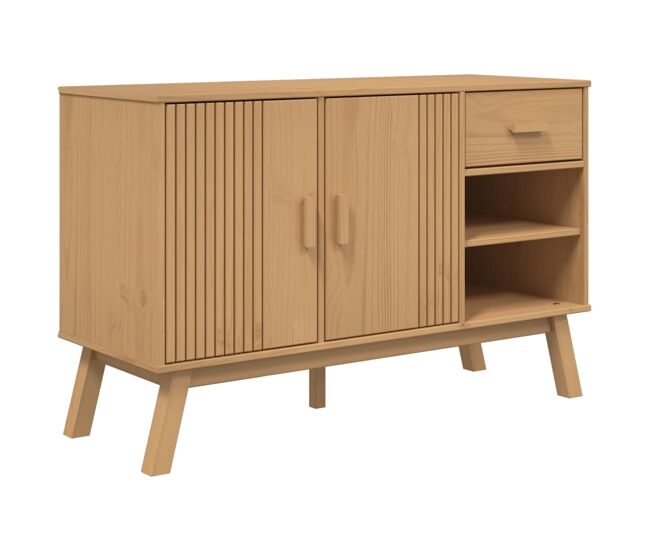 Aparador - mueble de almacenamiento madera maciza de pino marrón 114x43x73,5 cm es4830