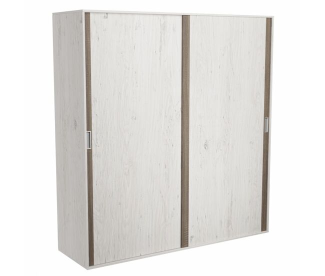 Armario axion con 2 puertas correderas y altillo | andersen pino-gris | 180 x 208 x 55 cm