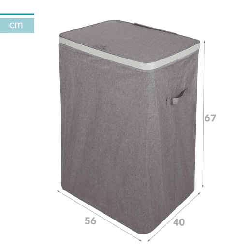 Max Home Cesto de roupa 100 litros 56x40x67 cm cinza escuro com dois compartimentos e sacos removíveis