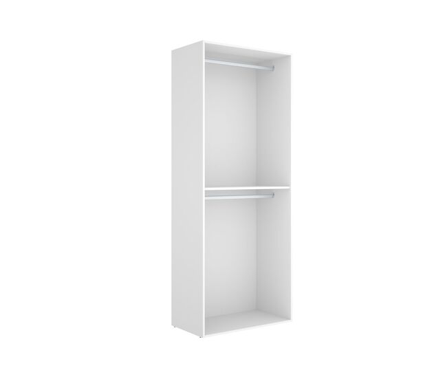 Armario vestidor suit dos barras con trasera reversible blanco/natural 205x80x45 cm