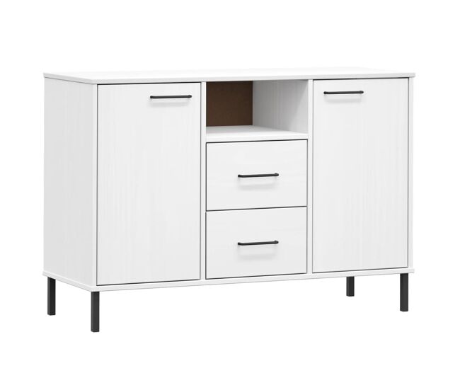 Aparador - mueble de almacenamiento con patas metal oslo madera maciza blanco 113x40x77 cm es2115