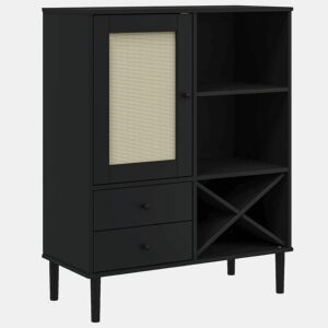 Armários altos - Bufete - Móvel de apoio aspeto vime 90x40x112 cm pinho maciço preto pt1626