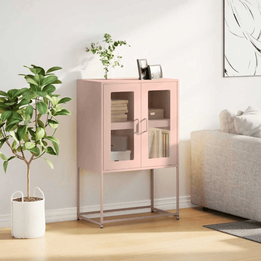 Aparador - Bufete - Móvei de apoio alto 68x39x107 cm aço rosa pt2377