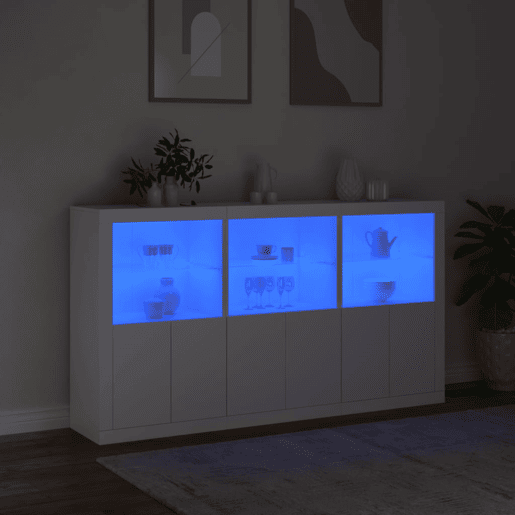 Aparador - Bufete - Móvei de apoio com luzes LED 181,5x37x100 cm branco pt1920