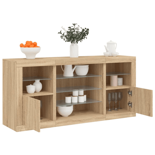 Aparador - Bufete - Móvei de apoio com luzes LED 142,5x37x67 cm carvalho sonoma pt2062