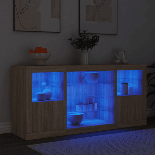 Aparador - Bufete - Móvei de apoio com luzes LED 142,5x37x67 cm carvalho sonoma pt2062