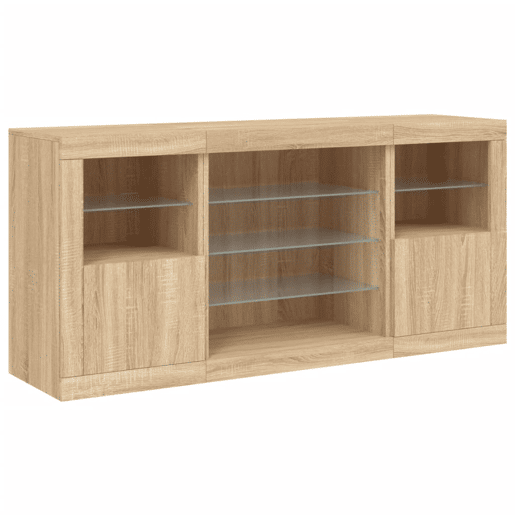 Aparador - Bufete - Móvei de apoio com luzes LED 142,5x37x67 cm carvalho sonoma pt2062