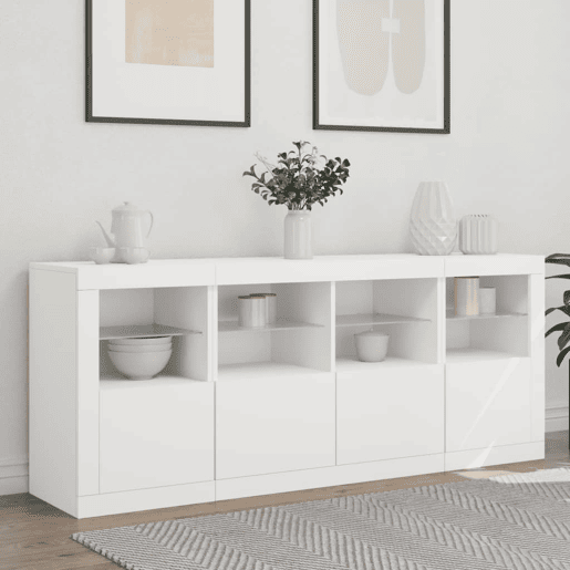 Aparador - Bufete - Móvei de apoio com luzes LED 163x37x67 cm branco pt1918