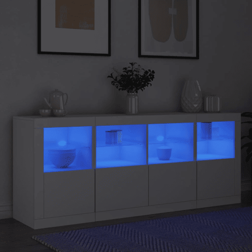 Aparador - Bufete - Móvei de apoio com luzes LED 163x37x67 cm branco pt1918