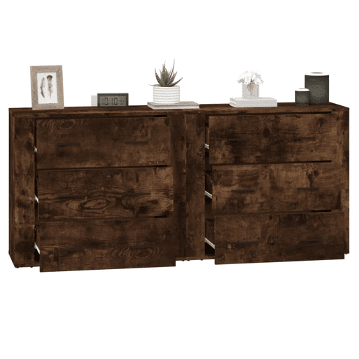 Aparadores - Bufetes - Móveis de apoio 2 pcs derivados de madeira carvalho fumado pt5102