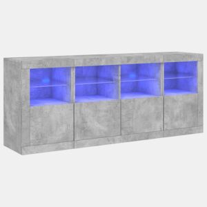 Aparador - Bufete - Móvei de apoio com luzes LED 163x37x67 cm cinzento cimento pt1948