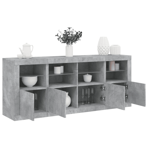 Aparador - Bufete - Móvei de apoio com luzes LED 163x37x67 cm cinzento cimento pt1948