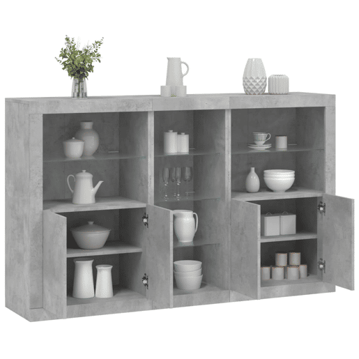Aparador - Bufete - Móvei de apoio com luzes LED 162x37x100 cm cinzento cimento pt1945