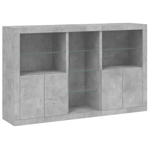 Aparador - Bufete - Móvei de apoio com luzes LED 162x37x100 cm cinzento cimento pt1945