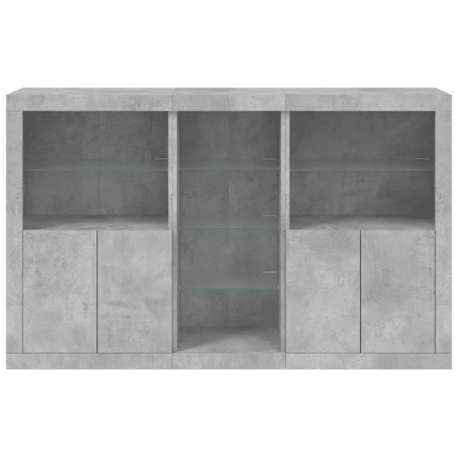 Aparador - Bufete - Móvei de apoio com luzes LED 162x37x100 cm cinzento cimento pt1945