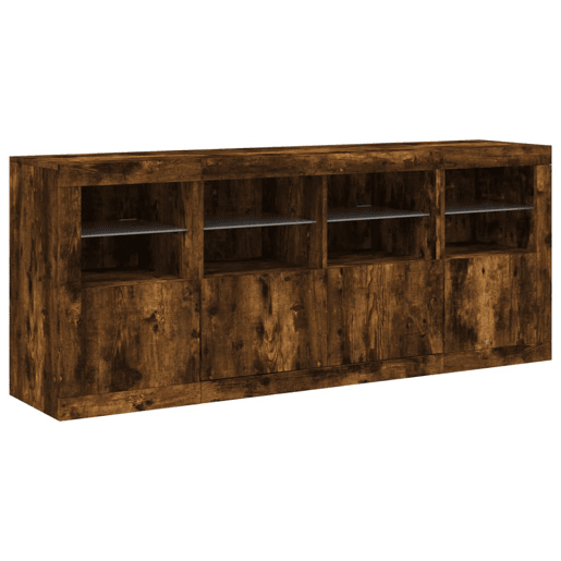 Aparador - Bufete - Móvei de apoio com luzes LED 163x37x67 cm carvalho fumado pt2029