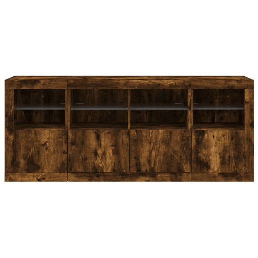 Aparador - Bufete - Móvei de apoio com luzes LED 163x37x67 cm carvalho fumado pt2029