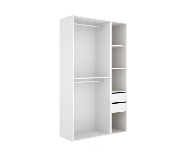 Armario vestidor suit dos barras y 4 compartimentos blanco/natural 205x119,5x45 cm
