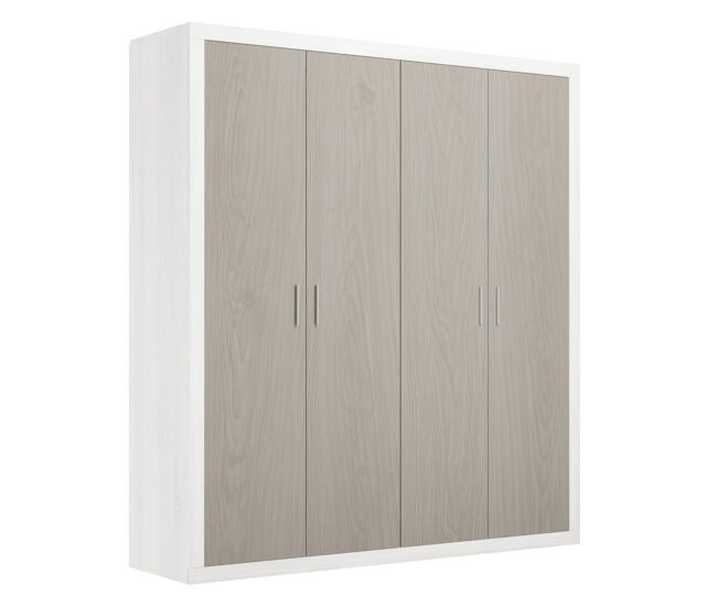 Armario axion con 4 puertas batientes y altillo | andersen pino-gris | 196 x 208 x 50 cm