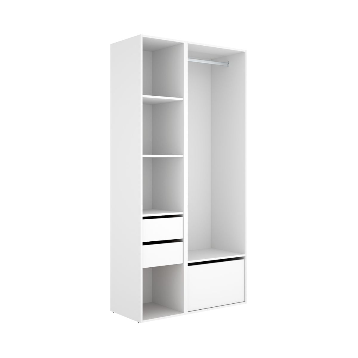Armario vestidor suit barra con zapatero y 4 compartimentos blanco/natural 205x99,5x45 cm