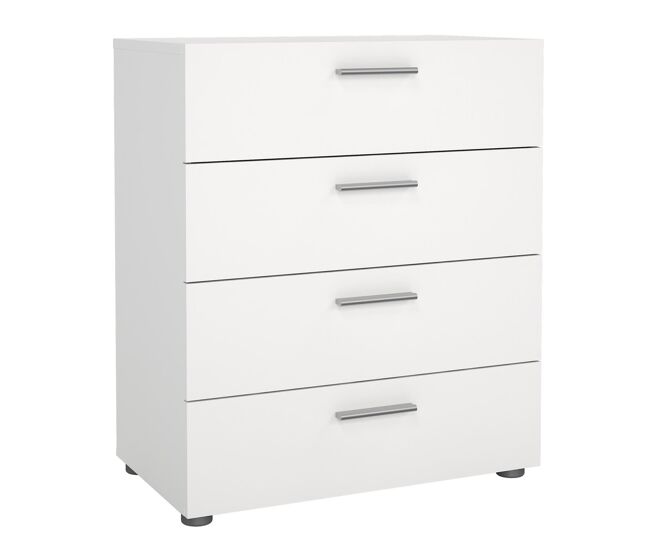 Cómoda , Cajonera Dormitorio Segre White con 4 Cajones,Color Blanco, 70 x 41 x 82 cm