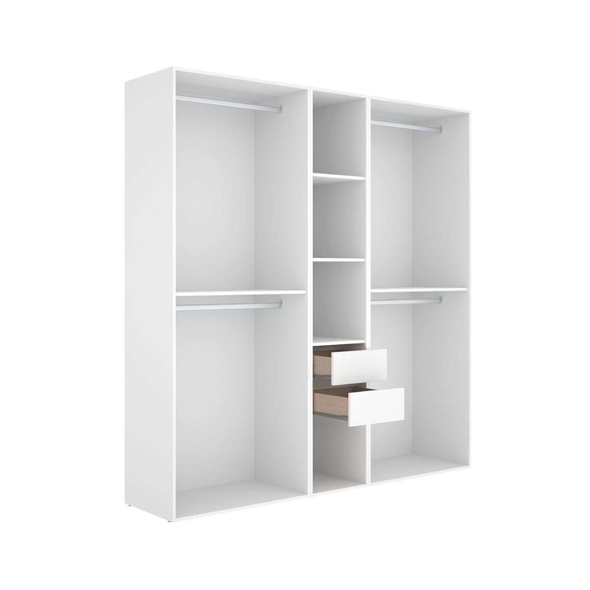 Armario vestidor suit 2 cajones con 4 barras blanco/natural 205x199,5x45 cm
