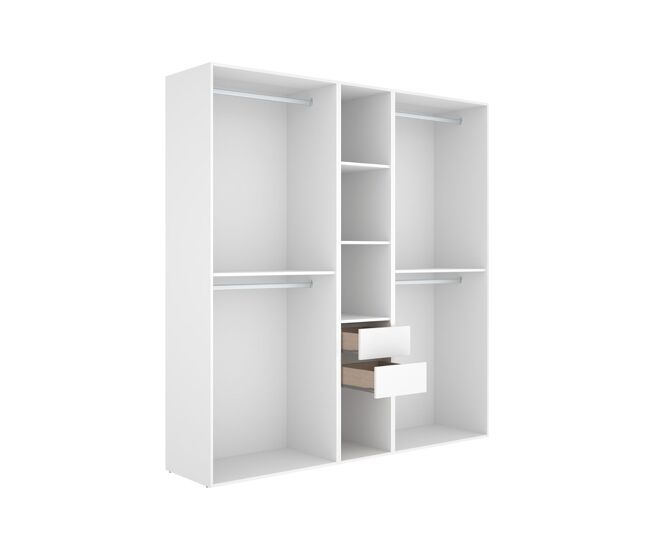 Armario vestidor suit 2 cajones con 4 barras blanco/natural 205x199,5x45 cm
