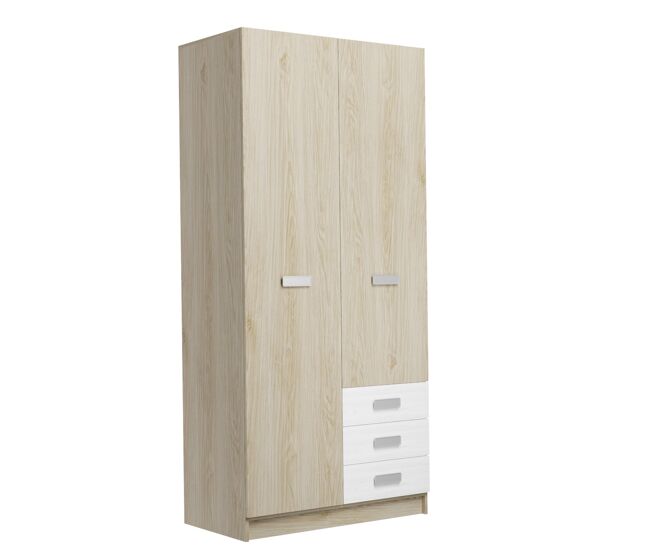 Armario essenza con 2 puertas batientes y 3 cajones | puccini-andersen | 94,8 x 207,6 x 50 cm